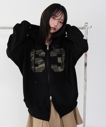 WEGO/【26年春夏新作】カモフラナンバリングジップパーカー