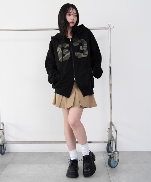 WEGO（ウィゴー）の「WEGO/【26年春夏新作】カモフラナンバリングジップパーカー（パーカー・レディース・ブラック/杢グレー・FREE）」の14枚目の写真