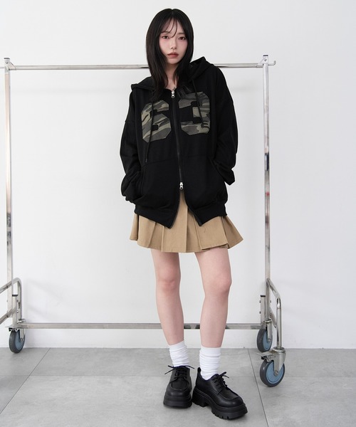 WEGO（ウィゴー）の「WEGO/【26年春夏新作】カモフラナンバリングジップパーカー（パーカー・レディース・ブラック/杢グレー・FREE）」の18枚目の写真