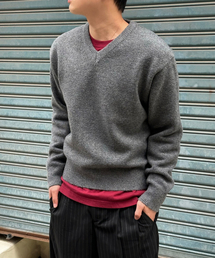 BASEMOMENT（ベースモーメント）の「キャッシュライクVネッククロップニットチャコール（ニット/セーター）」