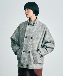 sneeuw（スニュウ）の「カンプリントスタンドカラーコート（ピーコート）」