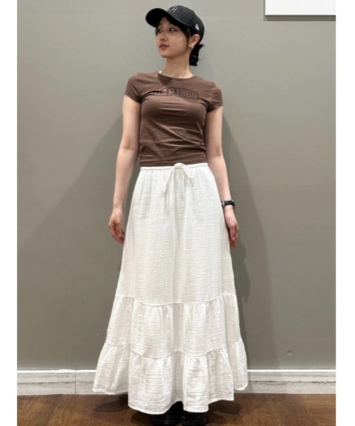 GAP(ギャップ)の「Gap1969 コットン ジャージー フィット クロップド グラフィックTシャツ(Tシャツ/カットソー・レディース・ホワイト/ピンク/ブラウン・XL/L/M/S/XS/XXS)」の12枚目の写真
