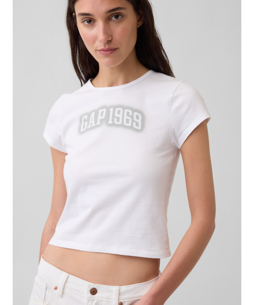 GAP(ギャップ)の「Gap1969 コットン ジャージー フィット クロップド グラフィックTシャツ(Tシャツ/カットソー・レディース・ホワイト/ピンク/ブラウン・XL/L/M/S/XS/XXS)」の6枚目の写真