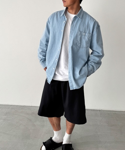 CANAL JEAN(キャナルジーン)の「choice_cnl デニムオーバーシャツ(シャツ/ブラウス・レディース・ライトブルー・ONE SIZE)」の5枚目の写真