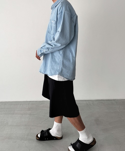 CANAL JEAN(キャナルジーン)の「choice_cnl デニムオーバーシャツ(シャツ/ブラウス・レディース・ライトブルー・ONE SIZE)」の6枚目の写真