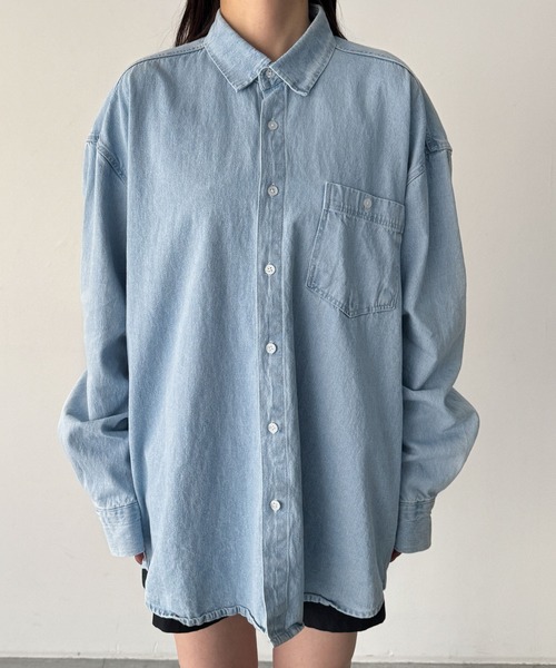 CANAL JEAN(キャナルジーン)の「choice_cnl デニムオーバーシャツ(シャツ/ブラウス・レディース・ライトブルー・ONE SIZE)」の8枚目の写真