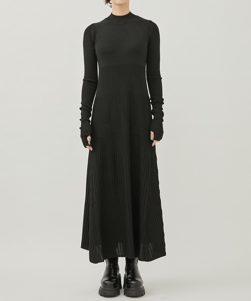 WRAPINKNOT（ラッピンノット）の「[WRAPINKNOT/ラッピンノット]EX.RIB KNIT OP（ワンピース・レディース・ベージュ/ブルー/ブラック・1/0）」の4枚目の写真