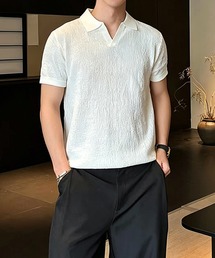 TOBEE（トゥビー）の「【TOBEE】スキッパー サマーニットポロ リネン半袖シャツ（ポロシャツ）」