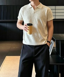 TOBEE（トゥビー）の「【TOBEE】スキッパー サマーニットポロ リネン半袖シャツ（ポロシャツ）」