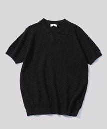 perky room（パーキールーム）の「【TOBEE】スキッパー サマーニットポロ リネン半袖シャツ（ポロシャツ）」