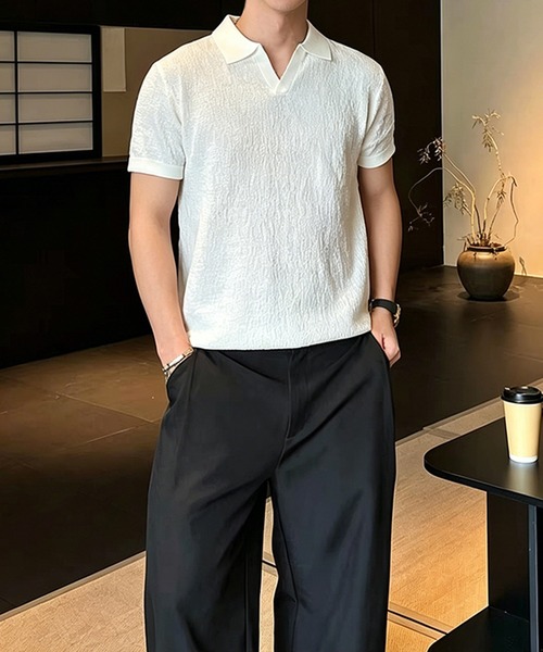 TOBEE(トゥビー)の「【TOBEE】スキッパー サマーニットポロ リネン半袖シャツ(ポロシャツ・メンズ・キナリ/ホワイト/グリーン/ブラウン/ブラック/ブルー・X-LARGE/MEDIUM/LARGE)」の13枚目の写真