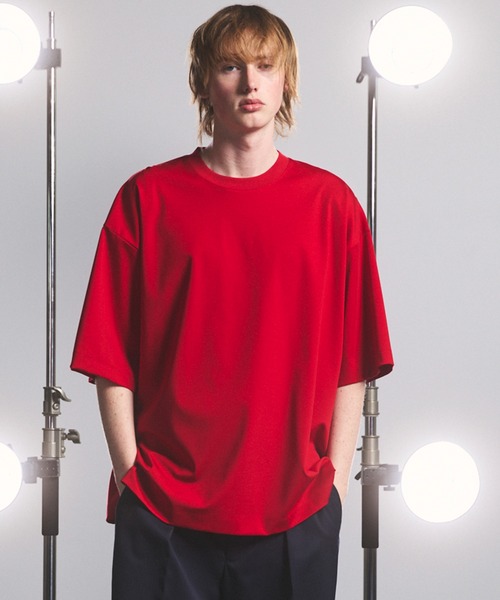 MAISON SPECIAL(メゾンスペシャル)の「《UNISEX》Smashing Punch Prime-Over Crew Neck Short Sleeve T-Shirt/スマッシングポンチプライムオーバーショートスリーブTシャツ【MAISON SPECIAL/メゾンスペシャル】(Tシャツ/カットソー・メンズ・ブラック/チャコールグレー/ライトブルー/レッド/ホワイト・0/2/1)」の5枚目の写真