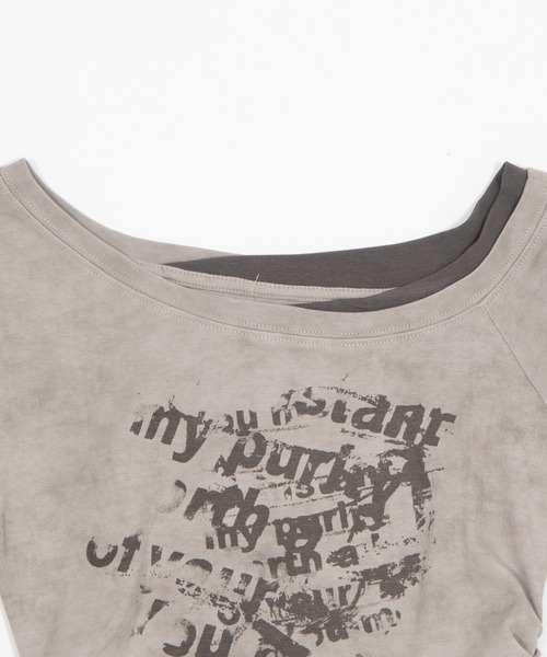 dispark(ディスパーク)の「DISPARK/サイドギャザーレイヤードオフショルT(Tシャツ/カットソー・レディース・ホワイト/グレー・FREE)」の8枚目の写真