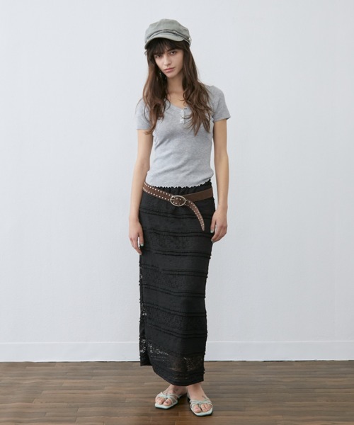Rohwel(ローウェル)の「Shell Button Short Sleeve Knit / シェルボタンショートスリーブニット(Tシャツ/カットソー・レディース・ホワイト/イエロー/グレー・FREE)」の12枚目の写真