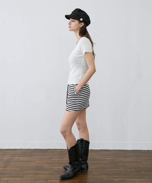 Rohwel(ローウェル)の「Shell Button Short Sleeve Knit / シェルボタンショートスリーブニット(Tシャツ/カットソー・レディース・ホワイト/イエロー/グレー・FREE)」の8枚目の写真