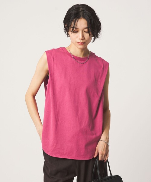 green label relaxing(グリーンレーベルリラクシング)の「ショルダータック ノースリーブ プルオーバー カットソー(Tシャツ/カットソー・レディース・ブラウン/ブラック/その他1/ピンク/オフホワイト・FREE)」の4枚目の写真