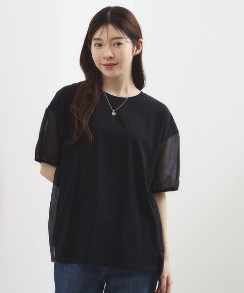 grove(グローブ)の「【貴島明日香さん着用/UVカット】体型カバー叶う、バックプリーツTシャツ(Tシャツ/カットソー・レディース・オフホワイト/ブラック/ホワイト系5/ライトグリーン・03/02/01/04/05)」の4枚目の写真