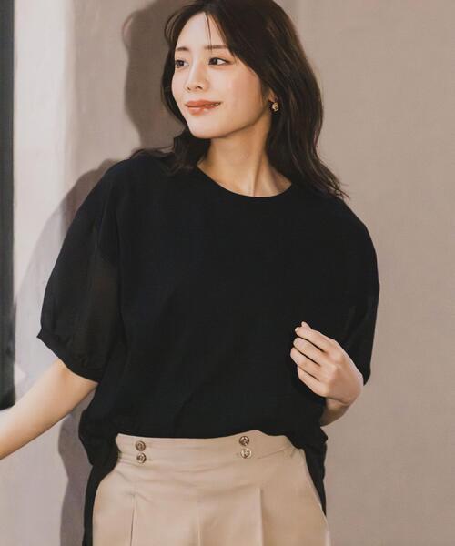 grove(グローブ)の「【貴島明日香さん着用/UVカット】体型カバー叶う、バックプリーツTシャツ(Tシャツ/カットソー・レディース・オフホワイト/ブラック/ホワイト系5/ライトグリーン・03/02/01/04/05)」の5枚目の写真