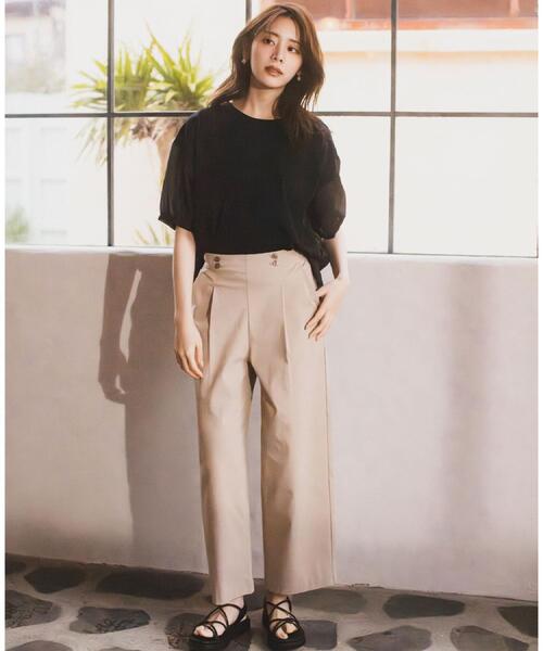 grove(グローブ)の「【貴島明日香さん着用/UVカット】体型カバー叶う、バックプリーツTシャツ(Tシャツ/カットソー・レディース・オフホワイト/ブラック/ホワイト系5/ライトグリーン・03/02/01/04/05)」の10枚目の写真