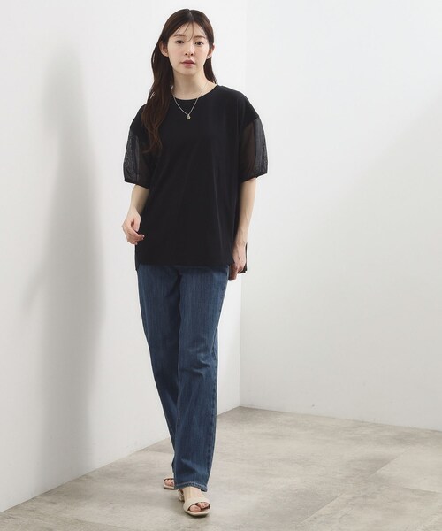grove(グローブ)の「【貴島明日香さん着用/UVカット】体型カバー叶う、バックプリーツTシャツ(Tシャツ/カットソー・レディース・オフホワイト/ブラック/ホワイト系5/ライトグリーン・03/02/01/04/05)」の13枚目の写真