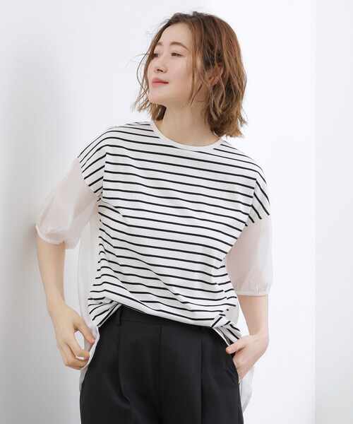 grove(グローブ)の「【貴島明日香さん着用/UVカット】体型カバー叶う、バックプリーツTシャツ(Tシャツ/カットソー・レディース・オフホワイト/ブラック/ホワイト系5/ライトグリーン・03/02/01/04/05)」の19枚目の写真