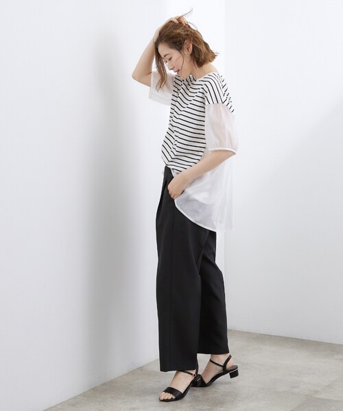 grove(グローブ)の「【貴島明日香さん着用/UVカット】体型カバー叶う、バックプリーツTシャツ(Tシャツ/カットソー・レディース・オフホワイト/ブラック/ホワイト系5/ライトグリーン・03/02/01/04/05)」の21枚目の写真