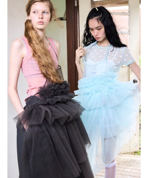 SORIN(ソリン )の「Tulle Apron Dress/チュール エプロンドレス(ワンピース・レディース・ローズ/ミント/ダークグレー・38)」の3枚目の写真