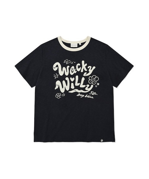 Wacky WiLLy(ワッキーウィリー)の「WOMEN'S TYPOGRAPHIC SLUB SHORT SLEEVE T-SHIRT(Tシャツ/カットソー・レディース・ホワイト/ダークネイビー・FREE)」の2枚目の写真