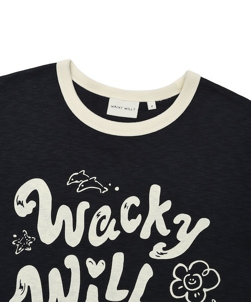 Wacky WiLLy(ワッキーウィリー)の「WOMEN'S TYPOGRAPHIC SLUB SHORT SLEEVE T-SHIRT(Tシャツ/カットソー・レディース・ホワイト/ダークネイビー・FREE)」の16枚目の写真