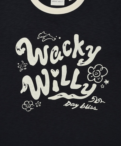 Wacky WiLLy(ワッキーウィリー)の「WOMEN'S TYPOGRAPHIC SLUB SHORT SLEEVE T-SHIRT(Tシャツ/カットソー・レディース・ホワイト/ダークネイビー・FREE)」の3枚目の写真
