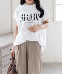 CLEAR BASIC | 【5色展開】フレンチスリーブロゴプリントTシャツ［骨格ナチュラル／カジュアル／ラフ／シンプル］(Tシャツ/カットソー)