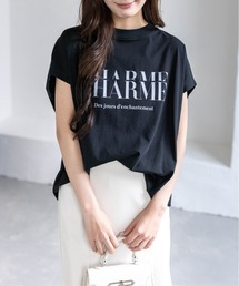 【5色展開】フレンチスリーブロゴプリントTシャツ［骨格ナチュラル／カジュアル／ラフ／シンプル］