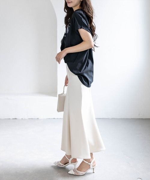 CLEAR BASIC（クリアベーシック）の「【5色展開】フレンチスリーブロゴプリントTシャツ［骨格ナチュラル／カジュアル／ラフ／シンプル］（Tシャツ/カットソー・レディース・グレー/ネイビー/ホワイト系その他/ブラック/ホワイト系その他2・F）」の13枚目の写真