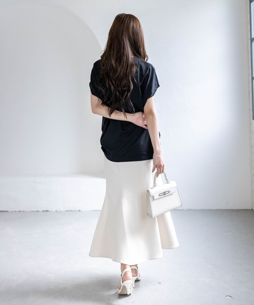CLEAR BASIC（クリアベーシック）の「【5色展開】フレンチスリーブロゴプリントTシャツ［骨格ナチュラル／カジュアル／ラフ／シンプル］（Tシャツ/カットソー・レディース・グレー/ネイビー/ホワイト系その他/ブラック/ホワイト系その他2・F）」の10枚目の写真