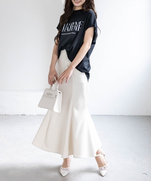 CLEAR BASIC（クリアベーシック）の「【5色展開】フレンチスリーブロゴプリントTシャツ［骨格ナチュラル／カジュアル／ラフ／シンプル］（Tシャツ/カットソー・レディース・グレー/ネイビー/ホワイト系その他/ブラック/ホワイト系その他2・F）」の11枚目の写真