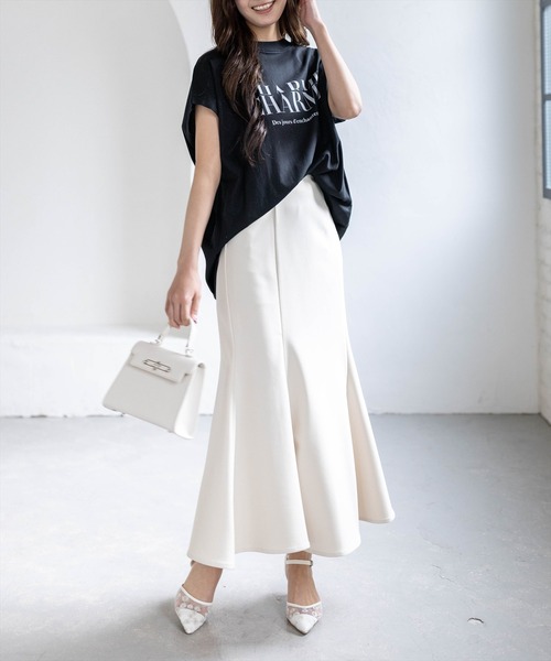 CLEAR BASIC（クリアベーシック）の「【5色展開】フレンチスリーブロゴプリントTシャツ［骨格ナチュラル／カジュアル／ラフ／シンプル］（Tシャツ/カットソー・レディース・グレー/ネイビー/ホワイト系その他/ブラック/ホワイト系その他2・F）」の12枚目の写真