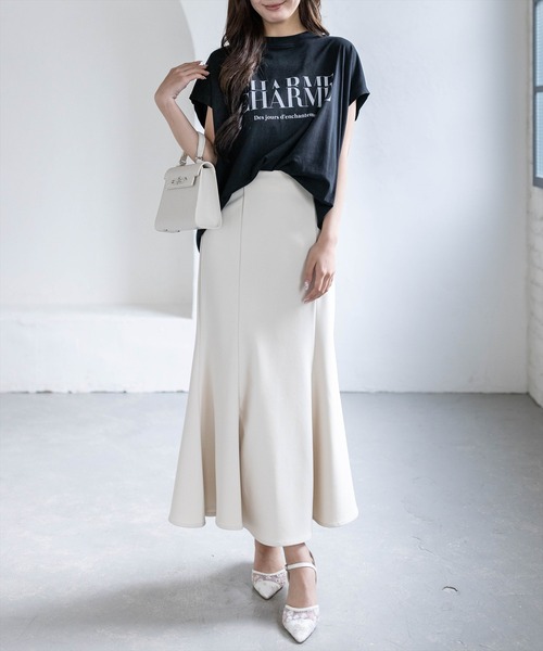 CLEAR BASIC（クリアベーシック）の「【5色展開】フレンチスリーブロゴプリントTシャツ［骨格ナチュラル／カジュアル／ラフ／シンプル］（Tシャツ/カットソー・レディース・グレー/ネイビー/ホワイト系その他/ブラック/ホワイト系その他2・F）」の14枚目の写真