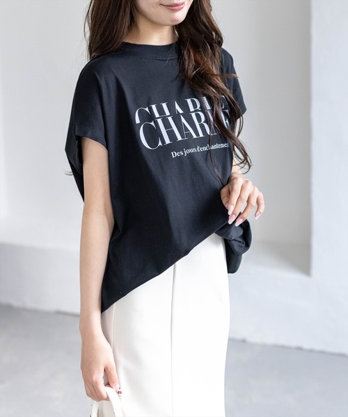 CLEAR BASIC（クリアベーシック）の「【5色展開】フレンチスリーブロゴプリントTシャツ［骨格ナチュラル／カジュアル／ラフ／シンプル］（Tシャツ/カットソー・レディース・グレー/ネイビー/ホワイト系その他/ブラック/ホワイト系その他2・F）」の8枚目の写真