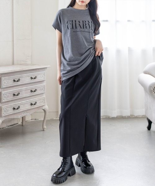CLEAR BASIC（クリアベーシック）の「【5色展開】フレンチスリーブロゴプリントTシャツ［骨格ナチュラル／カジュアル／ラフ／シンプル］（Tシャツ/カットソー・レディース・グレー/ネイビー/ホワイト系その他/ブラック/ホワイト系その他2・F）」の18枚目の写真