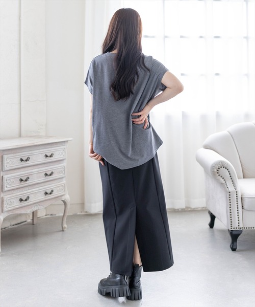 CLEAR BASIC（クリアベーシック）の「【5色展開】フレンチスリーブロゴプリントTシャツ［骨格ナチュラル／カジュアル／ラフ／シンプル］（Tシャツ/カットソー・レディース・グレー/ネイビー/ホワイト系その他/ブラック/ホワイト系その他2・F）」の17枚目の写真