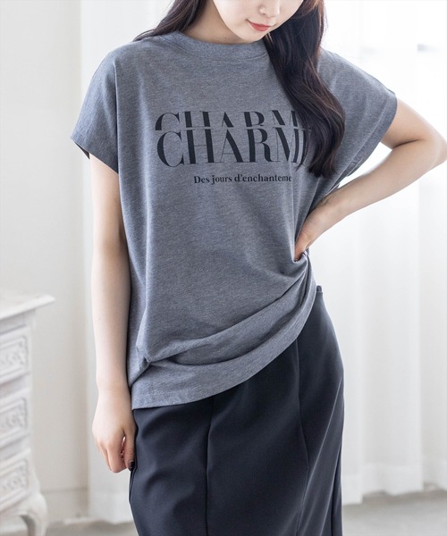 CLEAR BASIC（クリアベーシック）の「【5色展開】フレンチスリーブロゴプリントTシャツ［骨格ナチュラル／カジュアル／ラフ／シンプル］（Tシャツ/カットソー・レディース・グレー/ネイビー/ホワイト系その他/ブラック/ホワイト系その他2・F）」の15枚目の写真