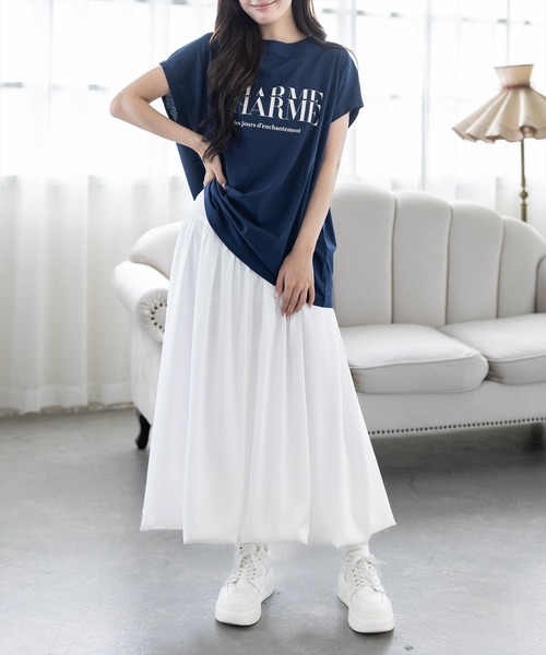 CLEAR BASIC（クリアベーシック）の「【5色展開】フレンチスリーブロゴプリントTシャツ［骨格ナチュラル／カジュアル／ラフ／シンプル］（Tシャツ/カットソー・レディース・グレー/ネイビー/ホワイト系その他/ブラック/ホワイト系その他2・F）」の22枚目の写真