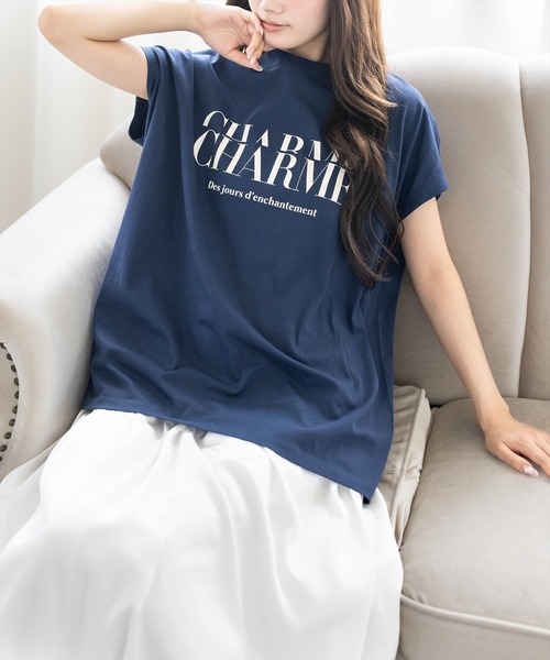 CLEAR BASIC（クリアベーシック）の「【5色展開】フレンチスリーブロゴプリントTシャツ［骨格ナチュラル／カジュアル／ラフ／シンプル］（Tシャツ/カットソー・レディース・グレー/ネイビー/ホワイト系その他/ブラック/ホワイト系その他2・F）」の21枚目の写真