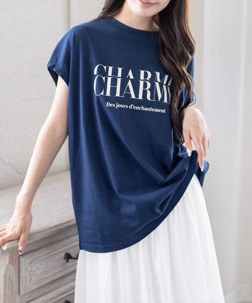 CLEAR BASIC（クリアベーシック）の「【5色展開】フレンチスリーブロゴプリントTシャツ［骨格ナチュラル／カジュアル／ラフ／シンプル］（Tシャツ/カットソー・レディース・グレー/ネイビー/ホワイト系その他/ブラック/ホワイト系その他2・F）」の20枚目の写真
