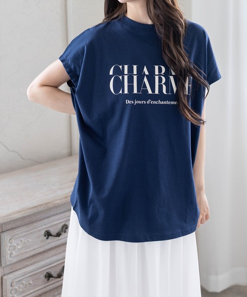 CLEAR BASIC（クリアベーシック）の「【5色展開】フレンチスリーブロゴプリントTシャツ［骨格ナチュラル／カジュアル／ラフ／シンプル］（Tシャツ/カットソー・レディース・グレー/ネイビー/ホワイト系その他/ブラック/ホワイト系その他2・F）」の19枚目の写真