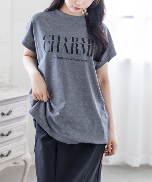 CLEAR BASIC（クリアベーシック）の「【5色展開】フレンチスリーブロゴプリントTシャツ［骨格ナチュラル／カジュアル／ラフ／シンプル］（Tシャツ/カットソー・レディース・グレー/ネイビー/ホワイト系その他/ブラック/ホワイト系その他2・F）」の16枚目の写真