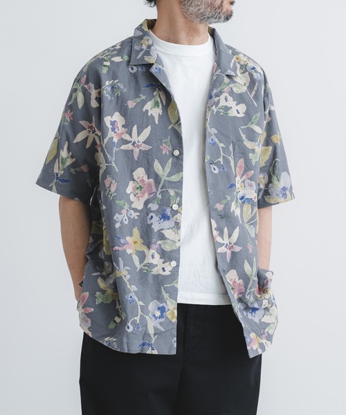 quadro（クオドロ）の「綿麻シーチング花柄ptオープン半袖シャツ（シャツ/ブラウス・メンズ・グレー・MEDIUM/LARGE）」の12枚目の写真