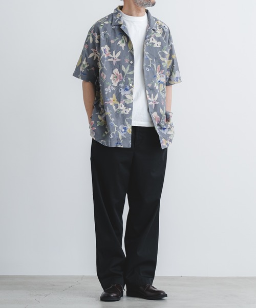 quadro（クオドロ）の「綿麻シーチング花柄ptオープン半袖シャツ（シャツ/ブラウス・メンズ・グレー・MEDIUM/LARGE）」の13枚目の写真