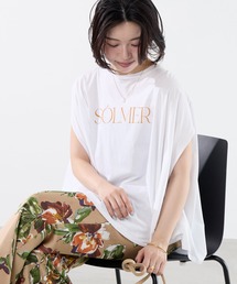 "SOLMER"ロゴフレアスリーブTシャツ