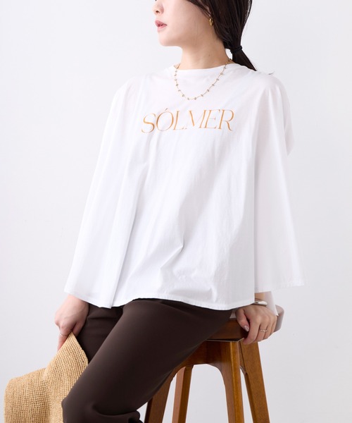 MICA&DEAL(マイカ&ディール)の「"SOLMER"ロゴフレアスリーブTシャツ(Tシャツ/カットソー・レディース・ホワイト/チャコールグレー/ブラウン・FREE)」の4枚目の写真